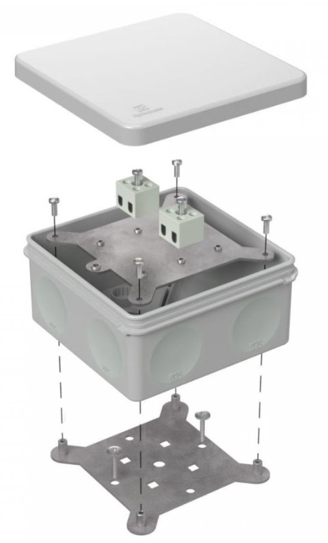 Коробка огнестойкая для о/п двухкомпонентная Е15-Е120 RAL7035 100х100х50 (60-0300-7035-FR2.5-4) (Промрукав)