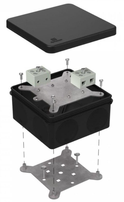 Коробка огнестойкая для о/п двухкомпонентная Е15-Е120 RAL9005 100х100х50 (60-0300-9005-FR10.0-4) (Промрукав)