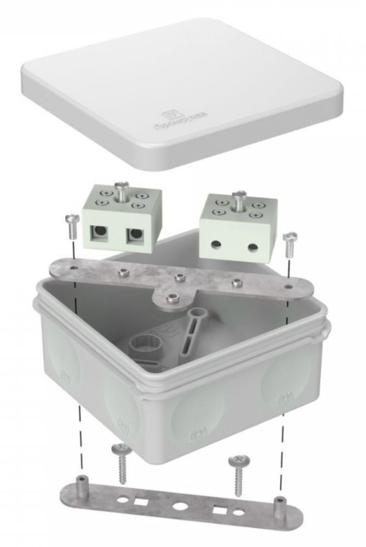 Коробка огнестойкая для о/п двухкомпонентная Е15-Е120 RAL7035 80х80х40 (60-0210-7035-FR10.0-4) (Промрукав)