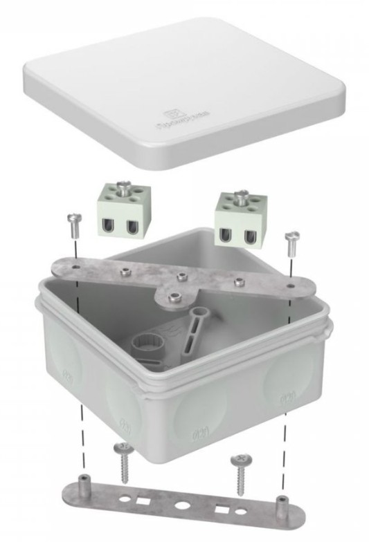Коробка огнестойкая для о/п двухкомпонентная Е15-Е120 RAL7035 80х80х40 (60-0210-7035-FR2.5-4) (Промрукав)