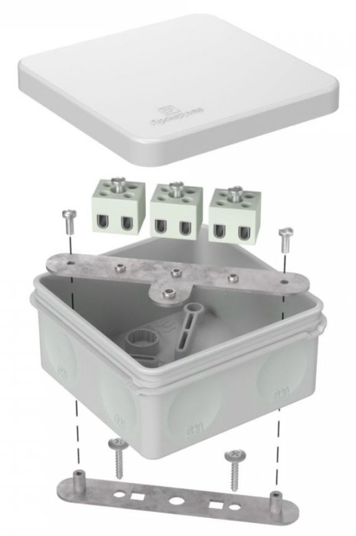 Коробка огнестойкая для о/п двухкомпонентная Е15-Е120 RAL7035 80х80х40 (60-0210-7035-FR2.5-6) (Промрукав)