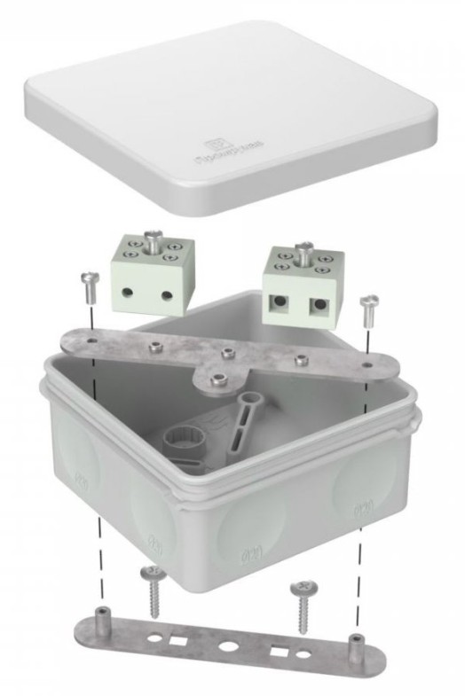 Коробка огнестойкая для о/п двухкомпонентная Е15-Е120 RAL7035 80х80х40 (60-0210-7035-FR6.0-4) (Промрукав)