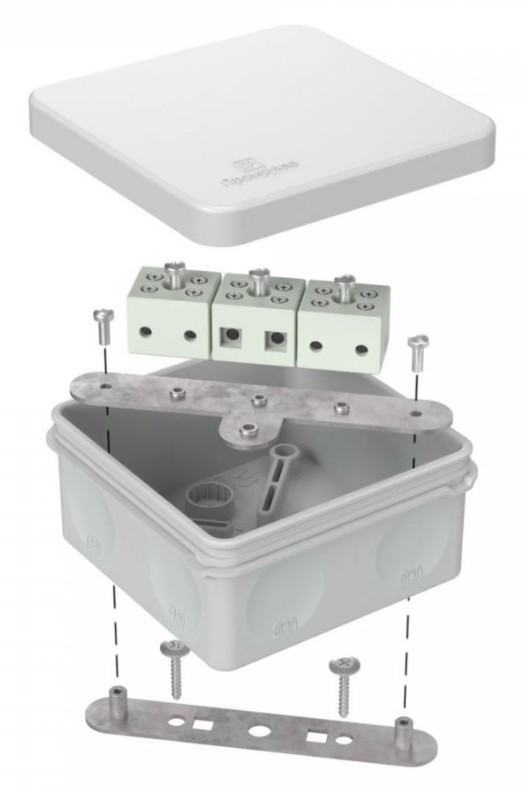 Коробка огнестойкая для о/п двухкомпонентная Е15-Е120 RAL7035 80х80х40 (60-0210-7035-FR6.0-6) (Промрукав)