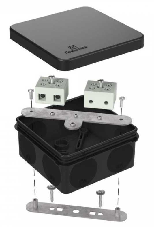 Коробка огнестойкая для о/п двухкомпонентная Е15-Е120 RAL9005 80х80х40 (60-0210-9005-FR10.0-4) (Промрукав)