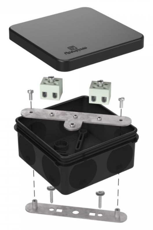 Коробка огнестойкая для о/п двухкомпонентная Е15-Е120 RAL9005 80х80х40 (60-0210-9005-FR2.5-4) (Промрукав)
