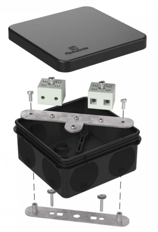 Коробка огнестойкая для о/п двухкомпонентная Е15-Е120 RAL9005 80х80х40 (60-0210-9005-FR6.0-4) (Промрукав)