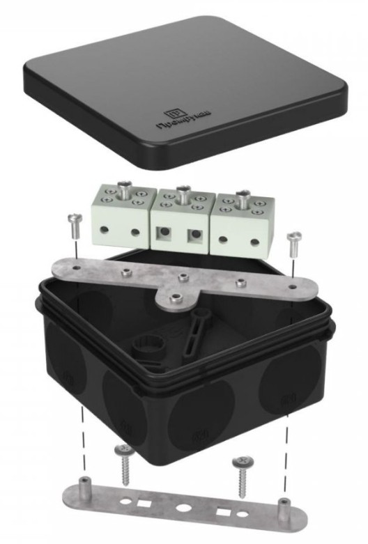 Коробка огнестойкая для о/п двухкомпонентная Е15-Е120 RAL9005 80х80х40 (60-0210-9005-FR6.0-6) (Промрукав)