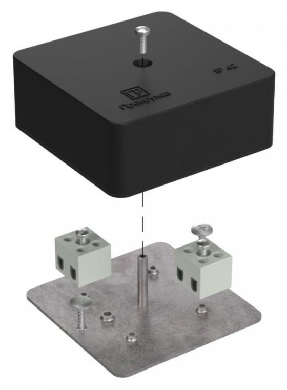 Коробка огнестойкая для кабель-канала Е15-Е120 RAL9005 75х75х30 (40-0450-9005-FR1.5-4) (Промрукав)