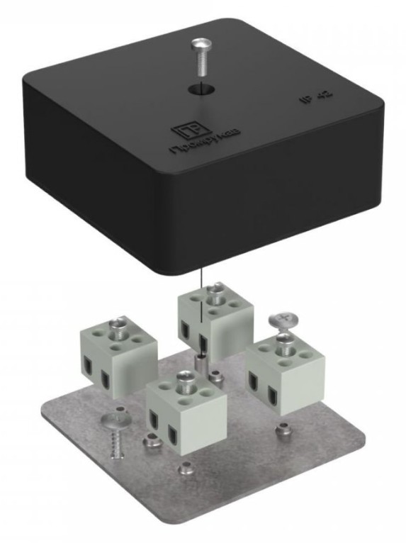 Коробка огнестойкая для кабель-канала Е15-Е120 RAL9005 75х75х30 (40-0450-9005-FR1.5-8) (Промрукав)