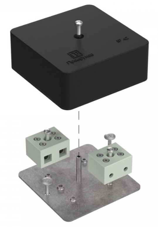 Коробка огнестойкая для кабель-канала Е15-Е120 RAL9005 75х75х30 (40-0450-9005-FR10.0-4) (Промрукав)