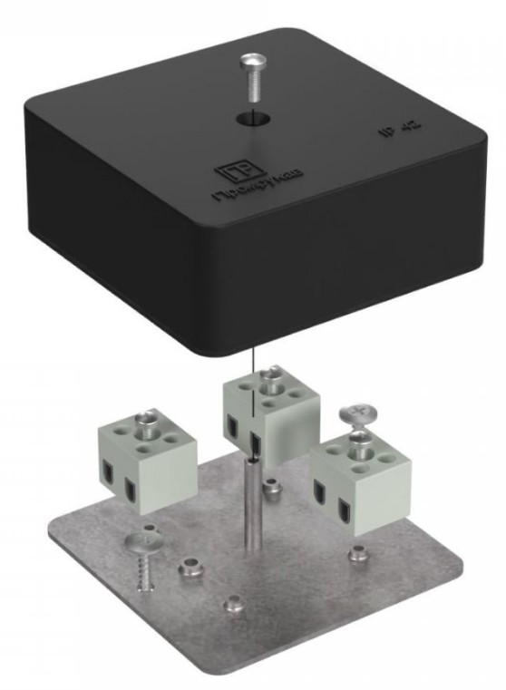 Коробка огнестойкая для кабель-канала Е15-Е120 RAL9005 75х75х30 (40-0450-9005-FR2.5-6) (Промрукав)