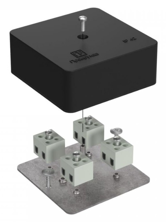 Коробка огнестойкая для кабель-канала Е15-Е120 RAL9005 75х75х30 (40-0450-9005-FR2.5-8) (Промрукав)