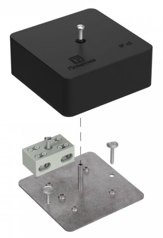 Коробка огнестойкая разветвительная для кабель-канала E15-Е60 RAL9005 75х75х30 (40-0450-9005-FR6.0-4-2-Р) (Промрукав)