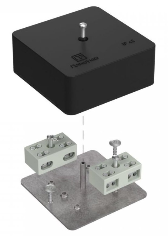 Коробка огнестойкая разветвительная для кабель-канала Е15-Е60 RAL9005 75х75х30 (40-0450-9005-FR6.0-4-4-Р) (Промрукав)