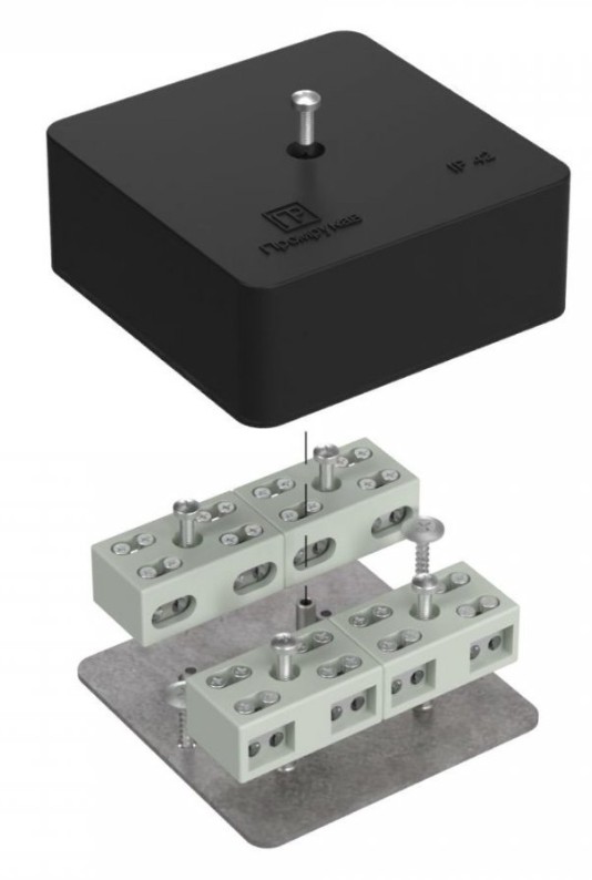 Коробка огнестойкая разветвительная для кабель-канала Е15-Е60 RAL9005 75х75х30 (40-0450-9005-FR6.0-4-8-Р) (Промрукав)
