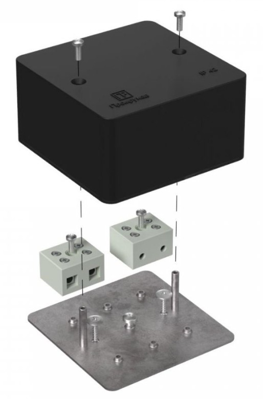 Коробка огнестойкая для кабель-канала Е15-Е120 RAL9005 85х85х45 (40-0460-9005-FR10.0-4) (Промрукав)