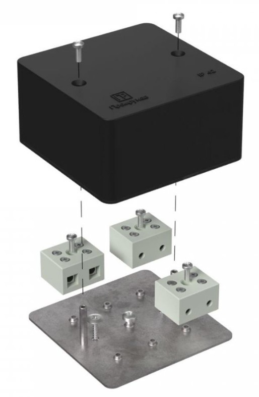 Коробка огнестойкая для кабель-канала Е15-Е120 RAL9005 85х85х45 (40-0460-9005-FR10.0-6) (Промрукав)