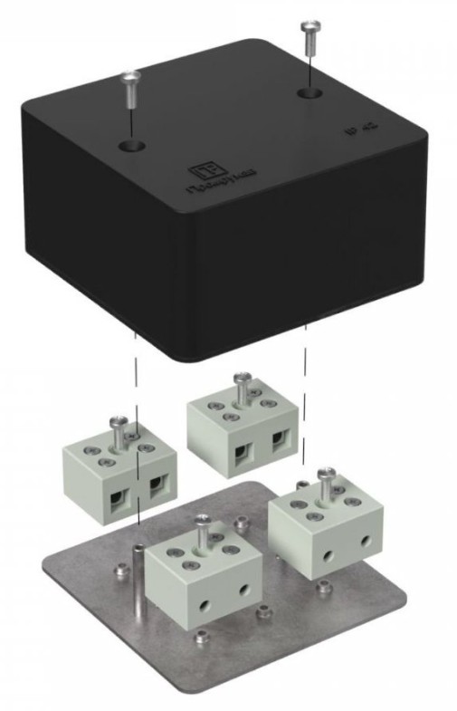 Коробка огнестойкая для кабель-канала Е15-Е120 RAL9005 85х85х45 (40-0460-9005-FR10.0-8) (Промрукав)