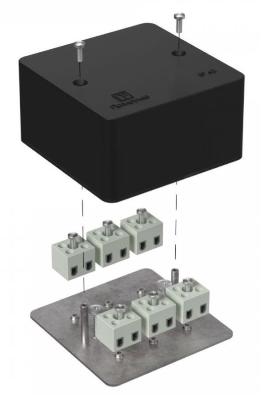 Коробка огнестойкая для кабель-канала Е15-Е120 RAL9005 85х85х45 (40-0460-9005-FR2.5-12) (Промрукав)
