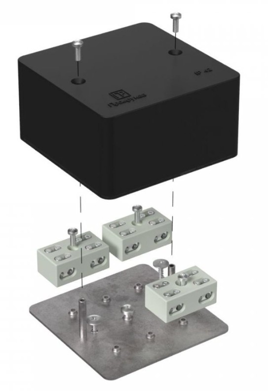 Коробка огнестойкая разветвительная для кабель-канала Е15-Е60 RAL9005 85х85х45 (40-0460-9005-FR6.0-4-6-Р) (Промрукав)