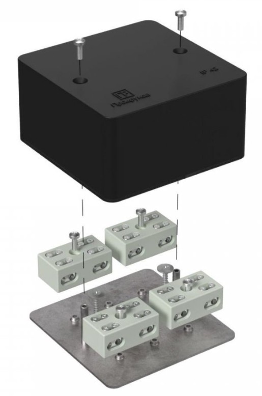 Коробка огнестойкая разветвительная для кабель-канала Е15-Е60 RAL9005 85х85х45 (40-0460-9005-FR6.0-4-8-Р) (Промрукав)