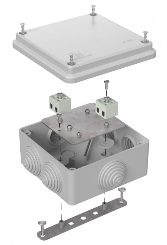 Коробка огнестойкая для о/п Е15-Е120 RAL7035 100х100х50 (40-0300-7035-FR1.5-4) (Промрукав)