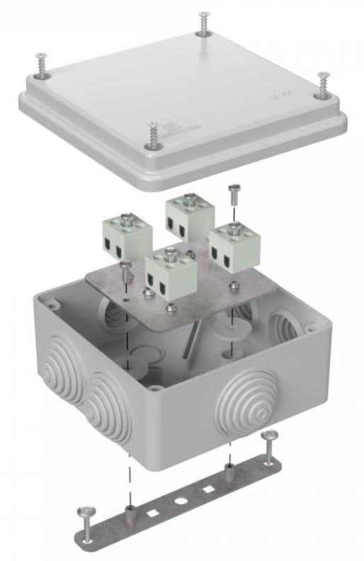 Коробка огнестойкая для о/п Е15-Е120 RAL7035 100х100х50 (40-0300-7035-FR1.5-8) (Промрукав)