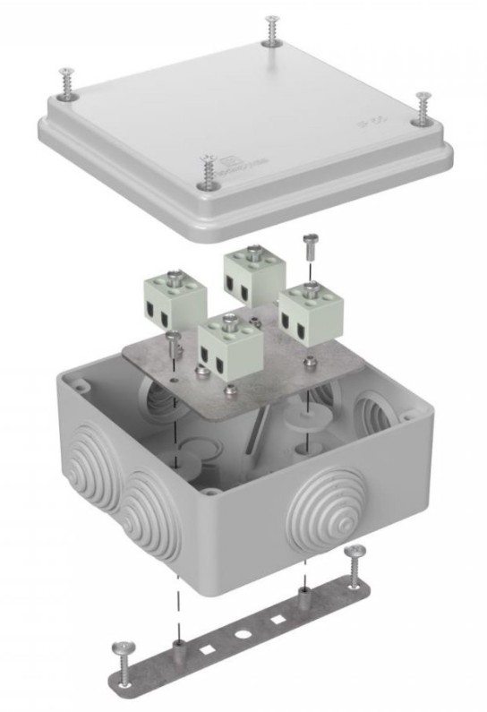 Коробка огнестойкая для о/п Е15-Е120 RAL7035 100х100х50 (40-0300-7035-FR2.5-8) (Промрукав)