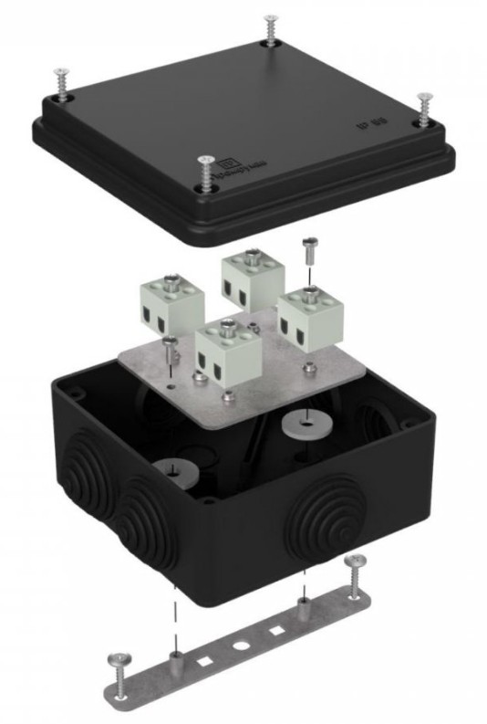 Коробка огнестойкая для о/п Е15-Е120 RAL9005 100х100х50 (40-0300-9005-FR1.5-8) (Промрукав)