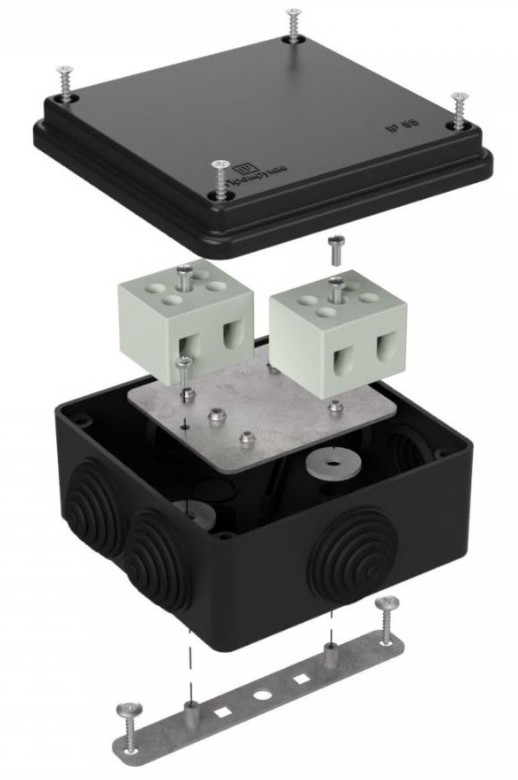 Коробка огнестойкая для о/п Е15-Е120 RAL9005 100х100х50 (40-0300-9005-FR6.0-4) (Промрукав)