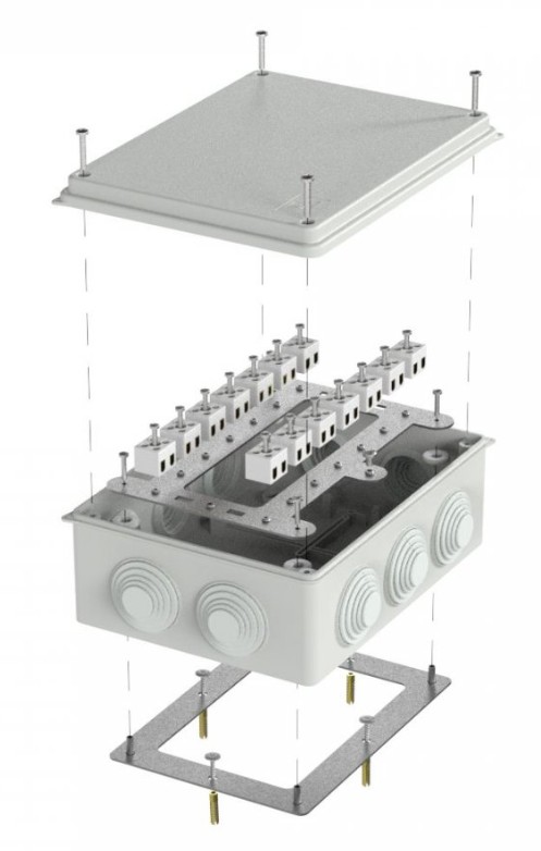 Коробка огнестойкая для о/п Е15-Е120 RAL7035 200х150х75 (40-0320-7035-FR2.5-28) (Промрукав)