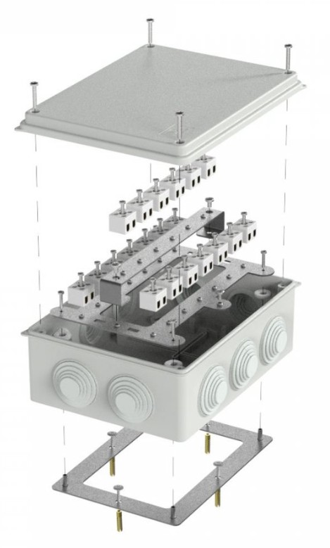 Коробка огнестойкая для о/п Е15-Е120 RAL7035 200х150х75 (40-0320-7035-FR2.5-40) (Промрукав)