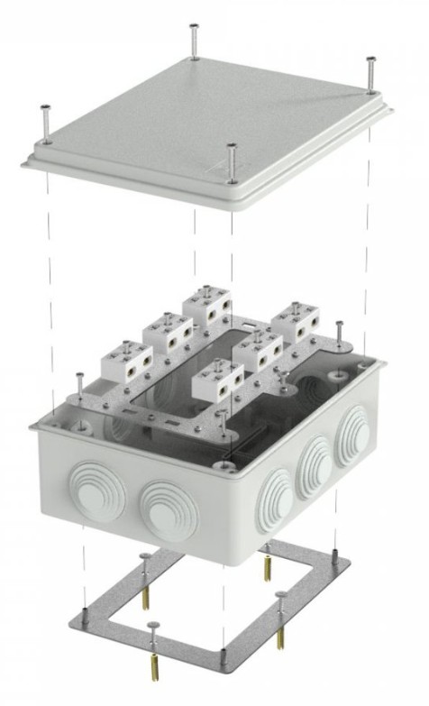 Коробка огнестойкая для о/п Е15-Е60 RAL7035 200х150х75 (40-0320-7035-FR6.0-4-12-Р) (Промрукав)