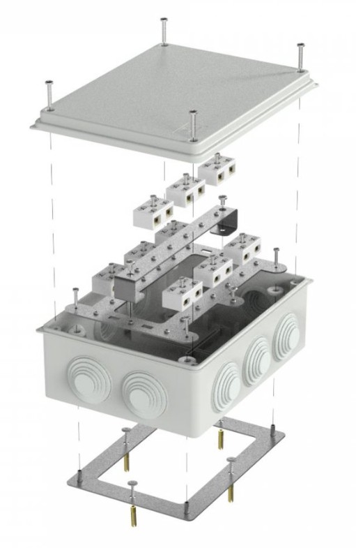 Коробка огнестойкая для о/п Е15-Е60 RAL7035 200х150х75 (40-0320-7035-FR6.0-4-18-Р) (Промрукав)