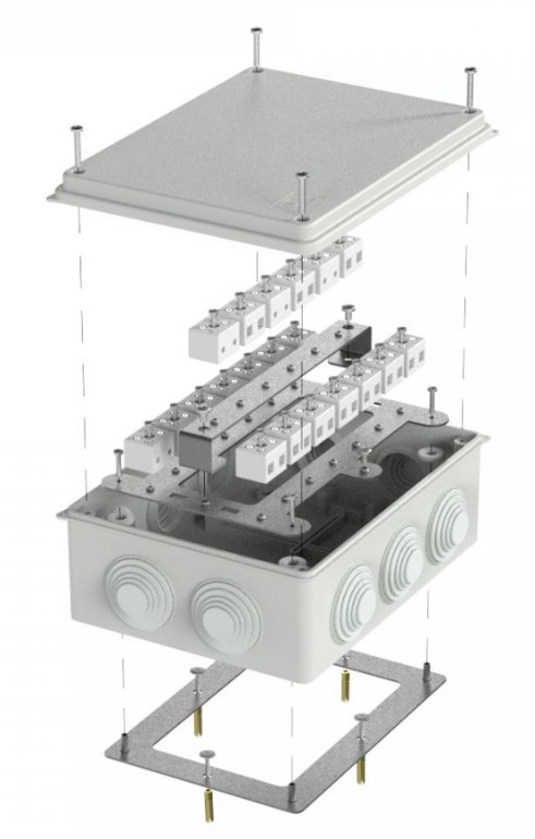 Коробка огнестойкая для о/п Е15-Е120 RAL7035 200х150х75 (40-0320-7035-FR6.0-40) (Промрукав)