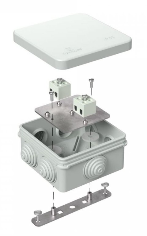 Коробка огнестойкая для о/п Е15-Е120 RAL7035 80х80х40 (40-0210-7035-FR1.5-4) (Промрукав)