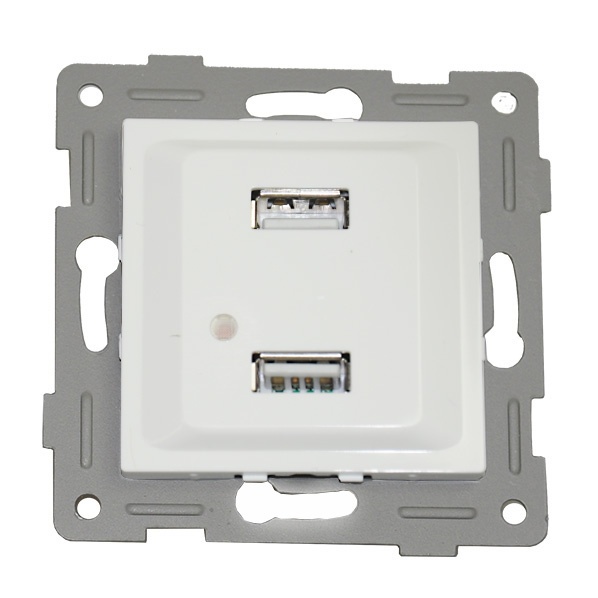 Розетка 2xUSB A, белый (201006), розетка