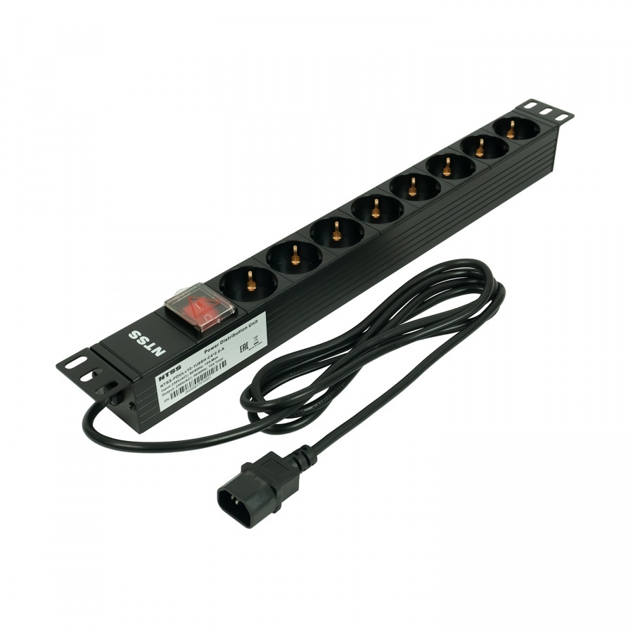 NTSS-PDU-DA1017 гор.размещ. 8xSchuko базовые 10A C14 2м, блок розеток 19"