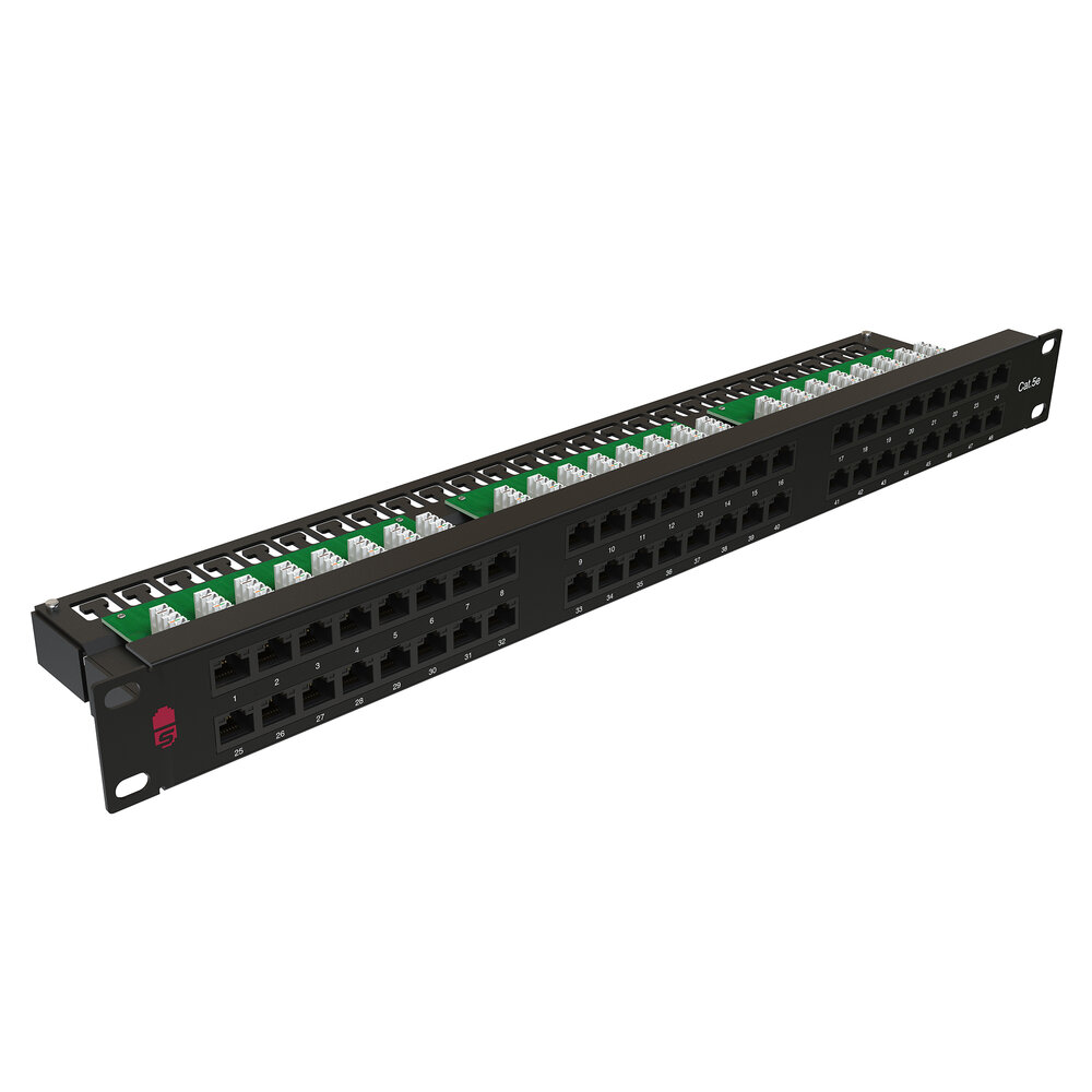 PP 1901U.S485EU.M (19650s), патч-панель высокой плотности 19", 1U, 48 портов RJ-45, категория 5e, Dual IDC