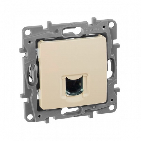 ETIKA розетка компьютерная RJ45, 6E UTP, скрытой установки, слоновая кость (672353)