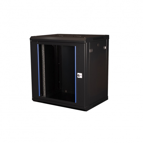 DR-633001, шкаф телекоммуникационный 19" настенный, дверь стекло, 12U