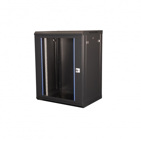 DR-634001, шкаф телекоммуникационный 19" настенный, дверь стекло, 15U