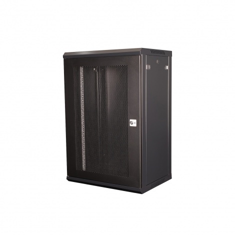 DR-655001, шкаф телекоммуникационный 19" настенный, дверь перфорация, 18U