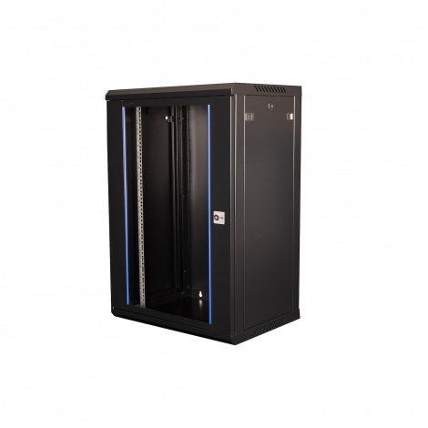 DR-635001, шкаф телекоммуникационный 19" настенный, дверь стекло, 18U