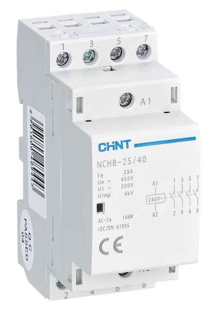 Контактор модульный NCH8-25/40 25А 4НО AC 220/230В 50Гц (R) CHINT (256089), контактор модульный