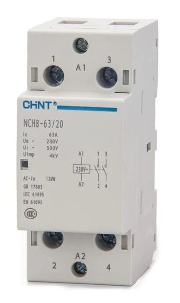 Контактор модульный NCH8-63/20 63А 2НО AC 220/230В 50Гц (R) CHINT (256093), контактор модульный
