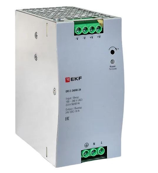 DR-E-240W-24, блок питания на дин рейку 240Вт