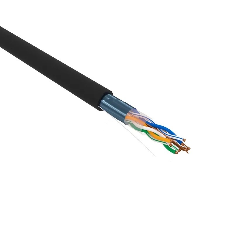 F/UTP, CAT 5e, PE, 4х2х0,52 мм, 24AWG, OUTDOOR, SOLID, черный, РФ REXANT (02-0027-R), кабель «витая пара» (LAN) для структурированных систем связи