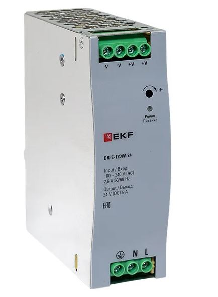 DR-E-120W-24, блок питания на дин рейку 120Вт