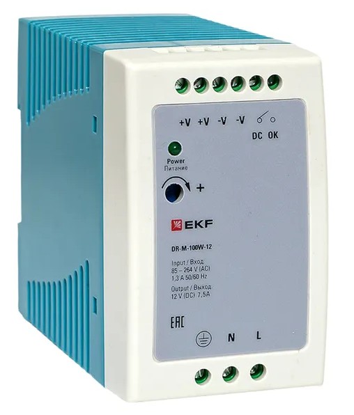 DR-M-100W-12, блок питания на дин рейку 100Вт